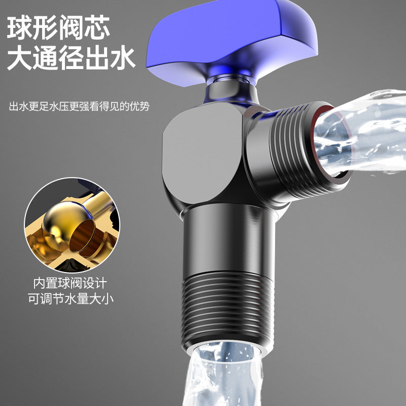 All copper large flow angle valve ball valve full open ball core triangle valve joint toilet water heater 4 points hot and cold water angle valve