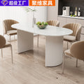 Custom-made nordic cream style dining table, round wabi-sabi desk, vintage home designer office table
