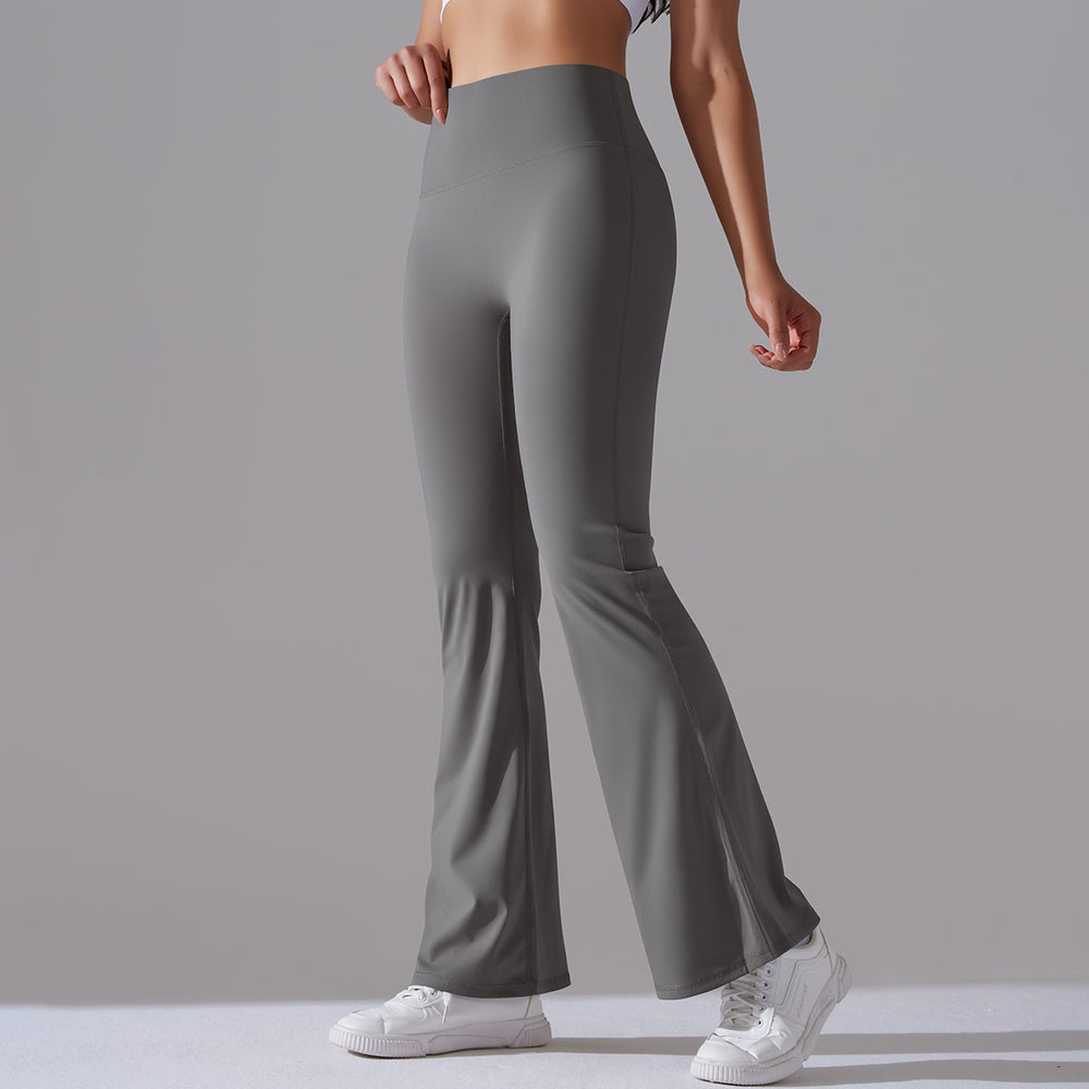 New arrival cross-border double-sided brushed pure color high waistcasual sports wide-leg pants sports running fitness yoga bell bottoms