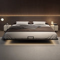 Floating bed italian normcore bed without bedside bed master bedroom accessible luxury backless floating bedside table all-in-one bed solid wood bed