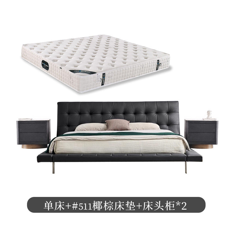 Onda bed italian normcore genuine leather bed house large flat designer 2* 2m master bedroom double bed double bed black
