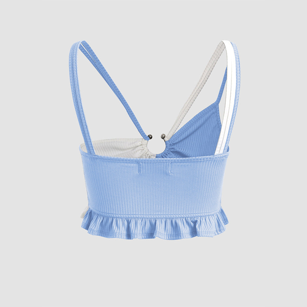 foreign trade y2k style women's clothing   spring and summer pure color silm navel-baring camisole tops
