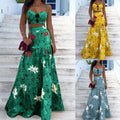 2025 spring/summer new european and american amazon aliexpress printed bandeau two-piece set with camisole and midi skirt