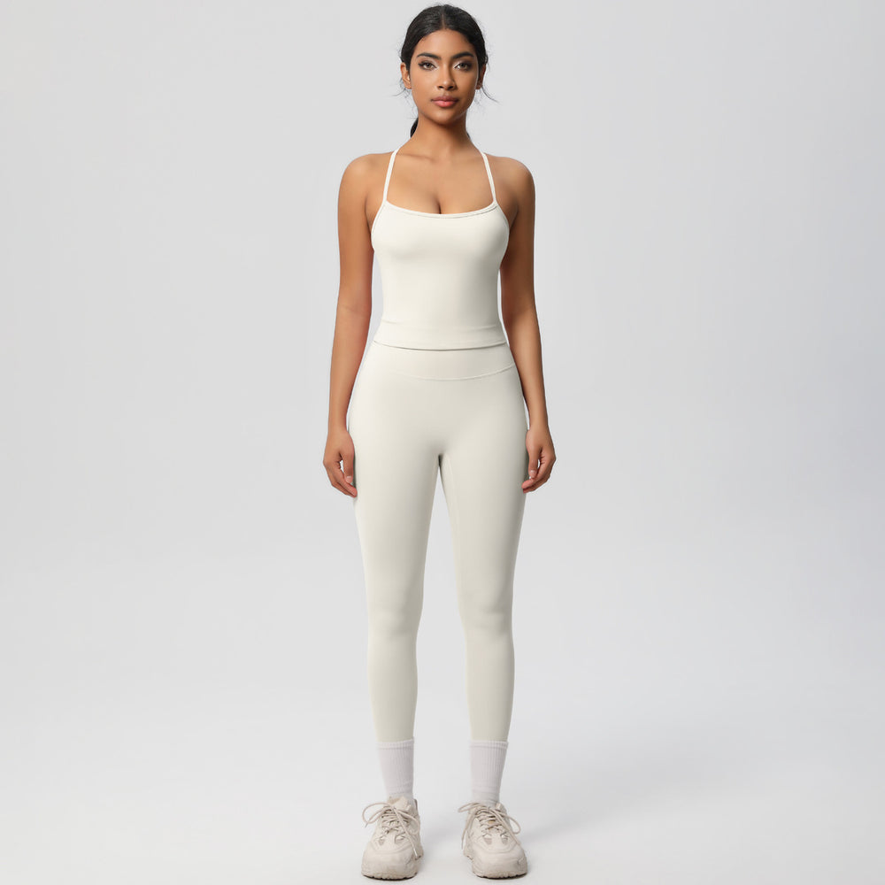 European and american nude feel brushed solid color yoga outfit set - quick-dry, breathable, 8-piece running & fitness activewear set for women