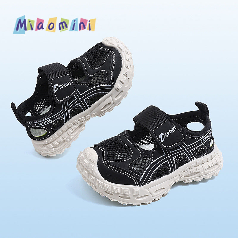 Summer kids sneakers breathable mesh girl frame shoes soft bottomnon-slip boys toe cap sandals 1-6 years old