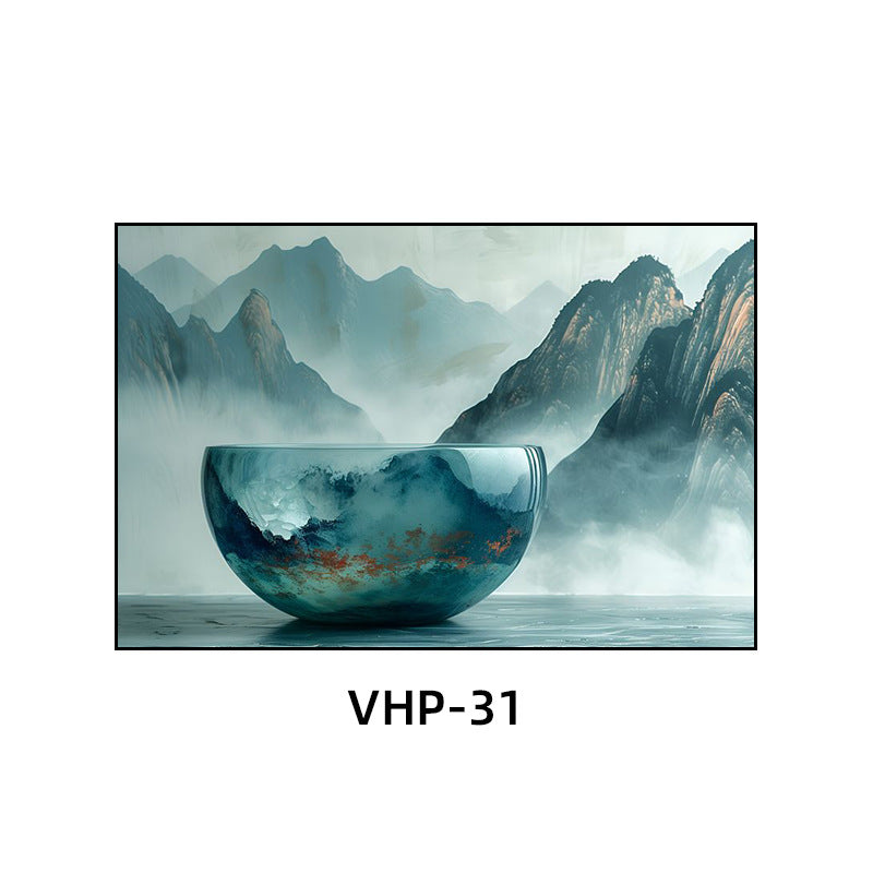 Blue and white porcelain decorative painting vase porcelain ceramic new Chinese style living room hanging painting hotel hotel restaurant box Chinese style