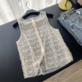 Luxury sequin & beaded mesh tank top -  summer collection - elegant & versatile sleeveless top for the modern woman