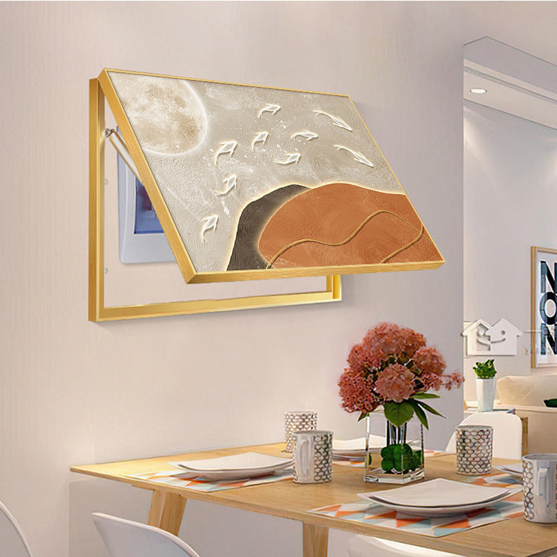 Nine fish map meter box decorative painting modern simplicity blocking restaurant distribution box power box free punching creative hanging painting