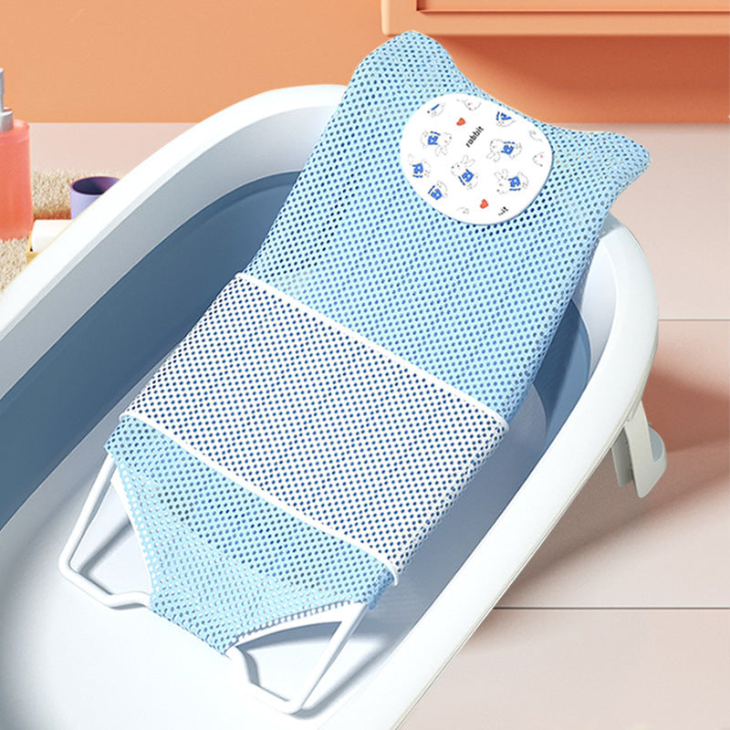 Baby bath net headrest bath bed kids non-slip bath support net newborn bathing net baby bath rack hangable bath mat