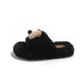 New cartoon puppy fuzzy slippers - stylish women's outdoor wear, cute home casual korean style cotton slippers, winter fuzzy shoes for going out