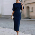 cross-border european and american women's clothing: new summer dresses - fashionable, solid color, slim-fit work dresses for the modern professional