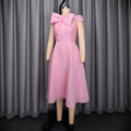 Spring/summer new arrival: elegant a-line high-waisted pink jacquard slimming party dress