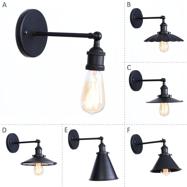 Personalized simple hotel restaurant cafe decoration wrought iron sub-black single bedroom living room Nordic style wall lamp