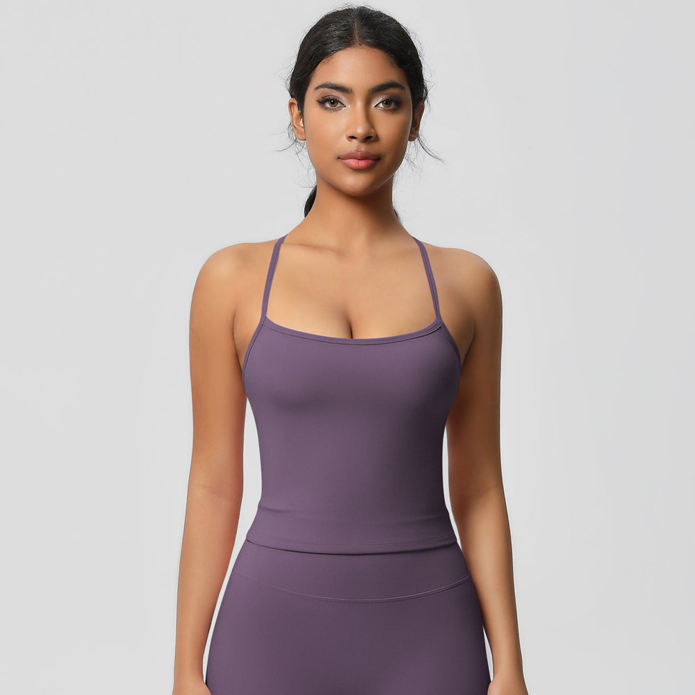 Shockproof push-up strappy back yoga bra - quick-dry, breathable, compression top - running & fitness sports tank top for women