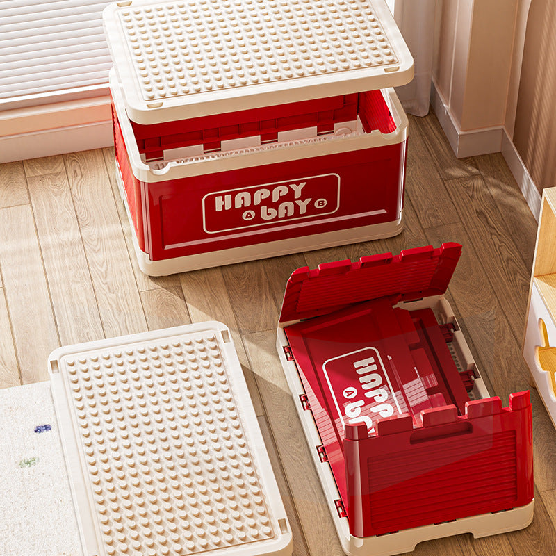 Lego large particle building block box dopamine cute fun foldable storage box children's household toys snack storage box