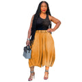 European and american cross-border women's fashion:  street style casual denim pants - elastic waist, straight leg, wide leg, capri length