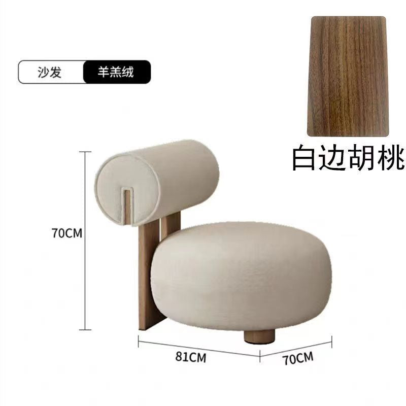 Cream style single sofa chair fabric balcony casual chair negotiation area sofa table and chair combination movable solid wood