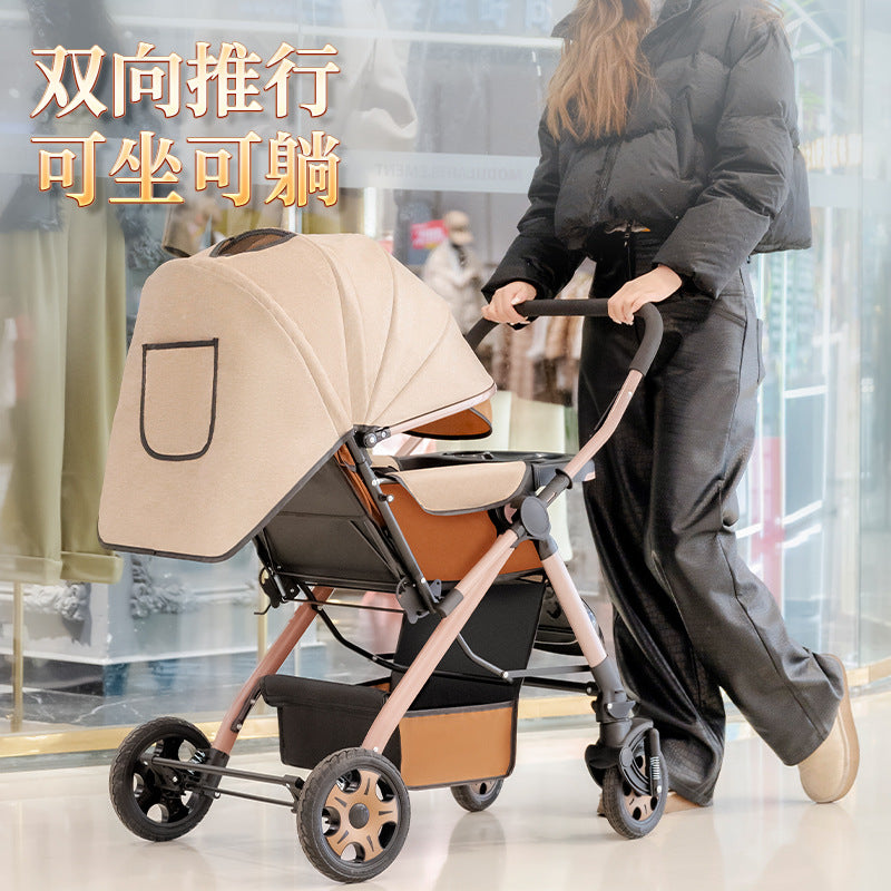 Two-way high-view baby stroller, sit or lie down, foldable, lightweight stroller, 0-3 years old, male and female baby stroller