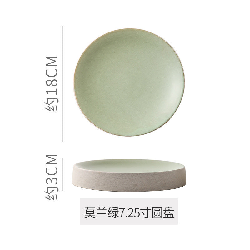 Stylish high-looking clay western food snack round plate restaurant hotel for home pastry dessert plate classy plate