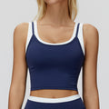 new arrival two-piece separates vestcontrast colornudefashioncasualtopsrunning sports intimates3129