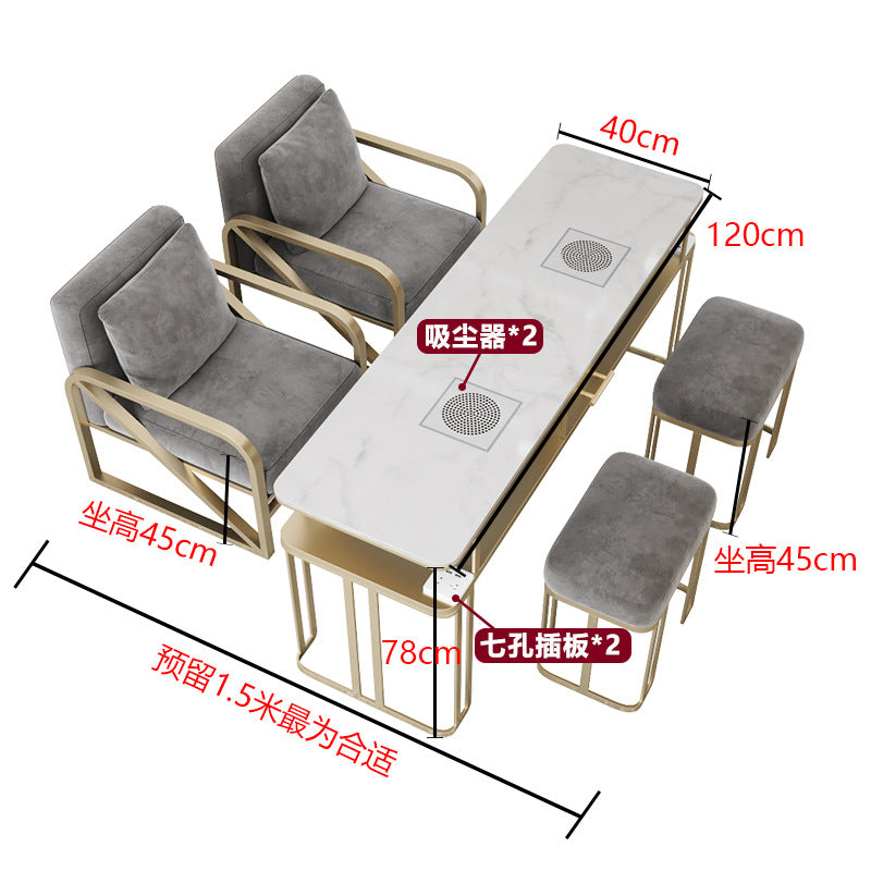 New arrival manicure table and chair suit single double three-person multi-functional manicure tableaccessible luxury vacuum cleaner manicure table marble