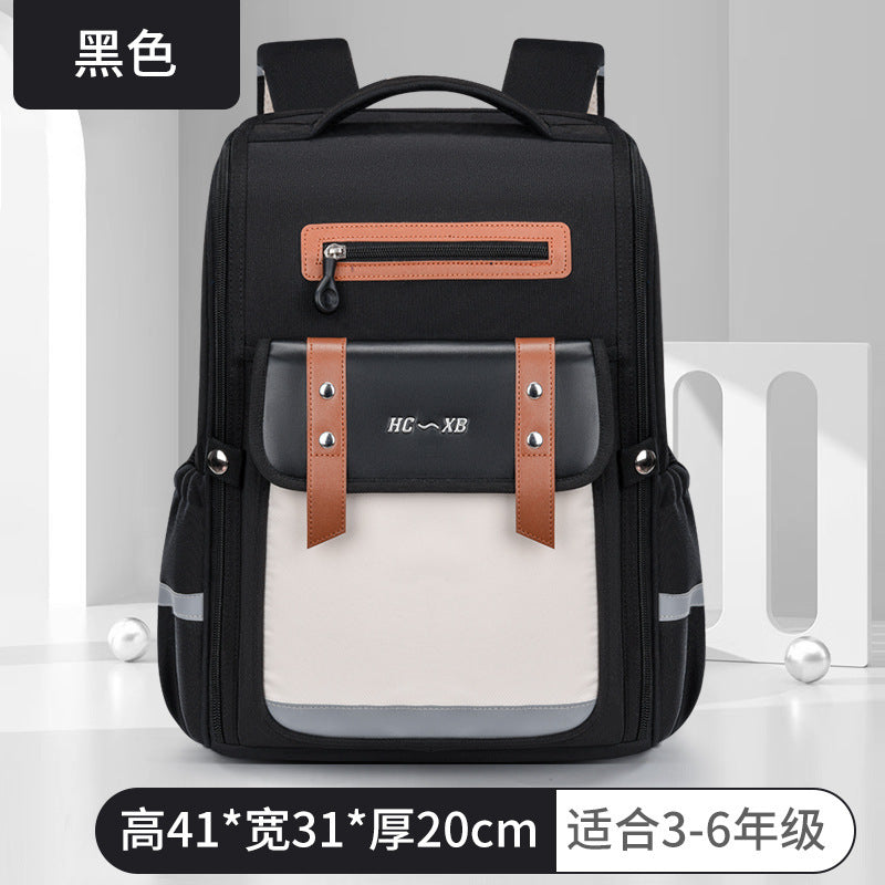 2025 new british style elementary school backpack - grades 1-6, lightweight, large capacity, spine-protecting, hand-carry & shoulder bag