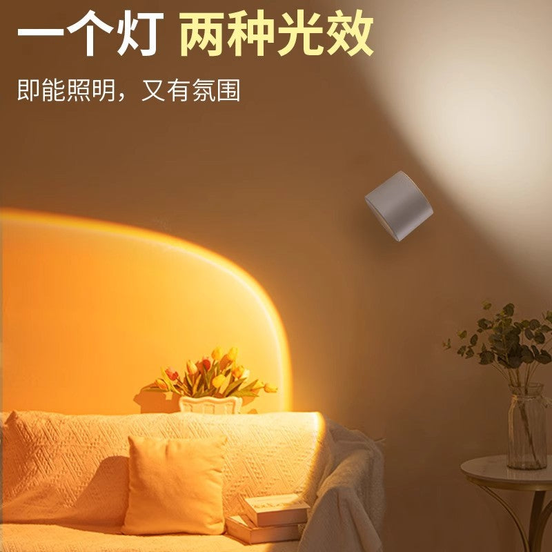Wireless rechargeable bedside wall lamp with remote control, multifunctional room led wall light, stick-on, punch-free, removable spotlight