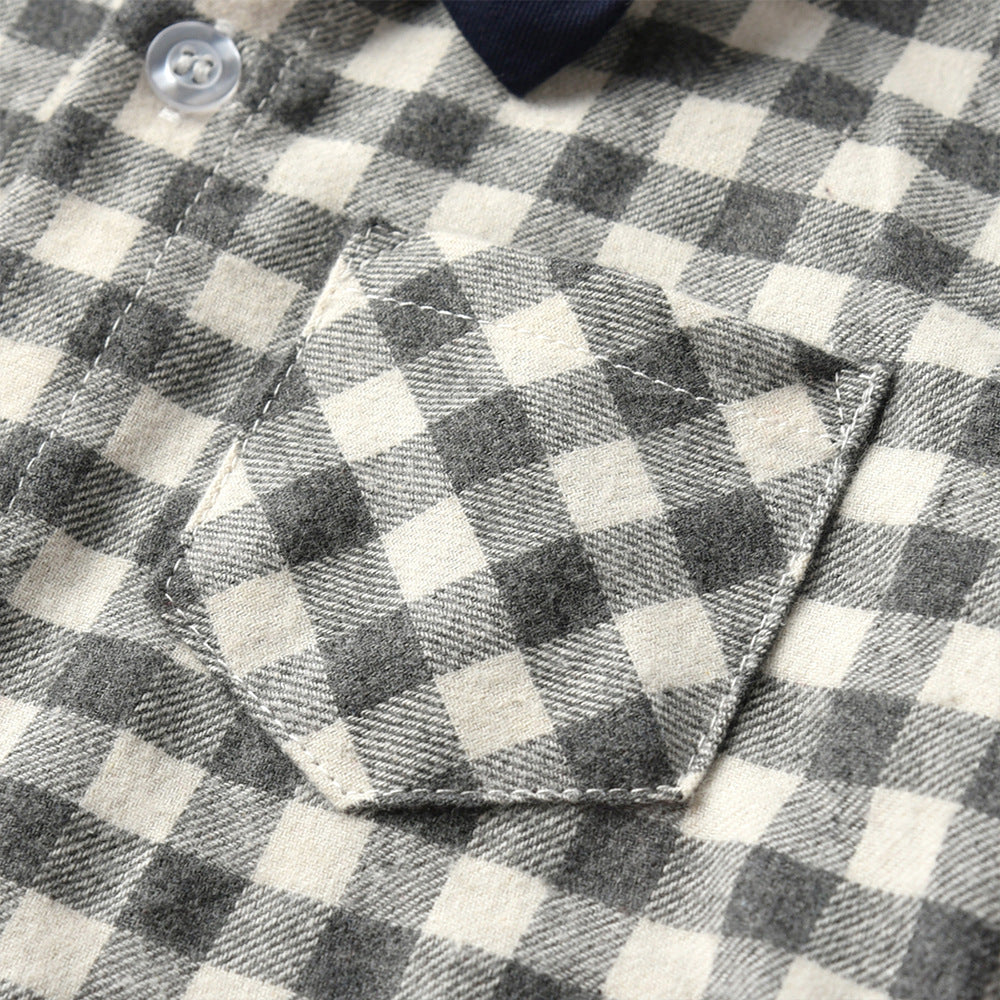 Kids' formal wear: spring/autumn preppy overalls, boys' long-sleeve plaid shirt set, baby's first birthday photography outfit