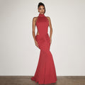European and american cross-border women's fashion:  spring new arrival - solid color, elegant, sexy, slim-fit, backless mermaid dress