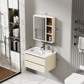 Double-layer drawer honeycomb aluminum bathroom cabinet bathroom mirror cabinet combination wall-mounted ceramic integrated basin honeycomb aluminum basin