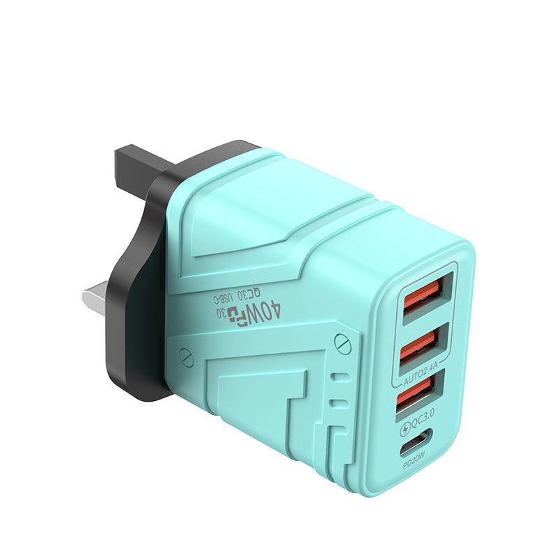 exclusive 3usb+pd mobile phone charger, multi-u port european and american standard british standard four-port fast charging head, new plug