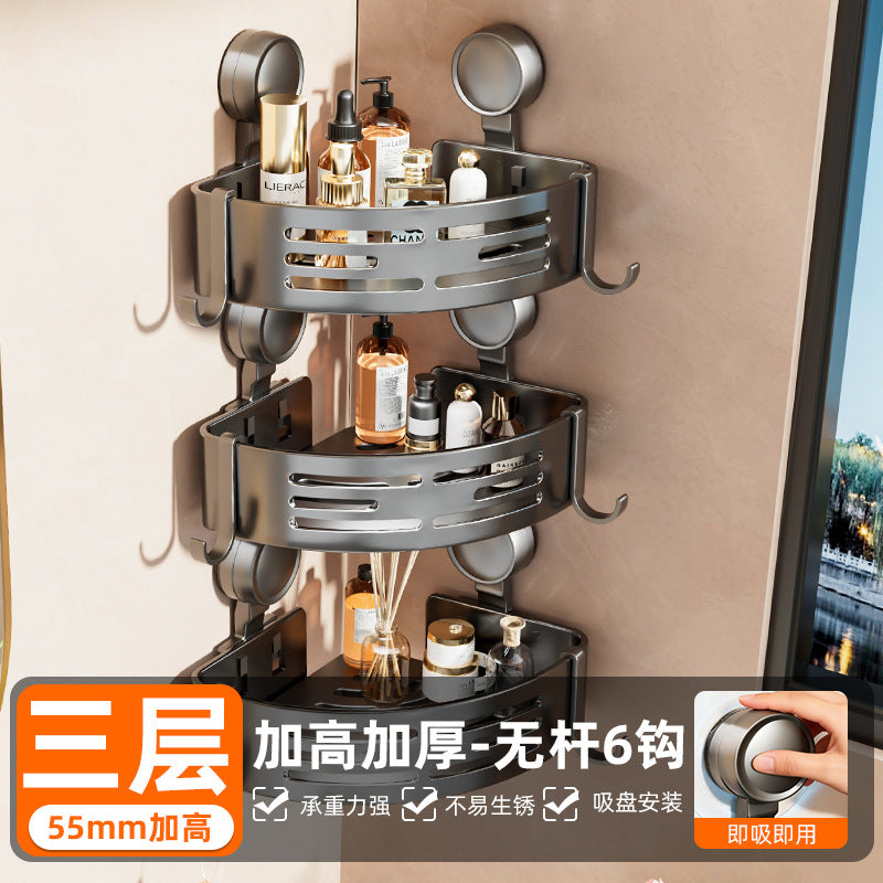 Suction cup bathroom organizer - corner shelf, no drilling required, for bathroom, toilet, and shower storage