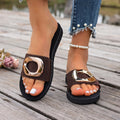 Plus size women's slippers for export - unique design with metal square buckle, open-toe platform sandals, new summer  collection