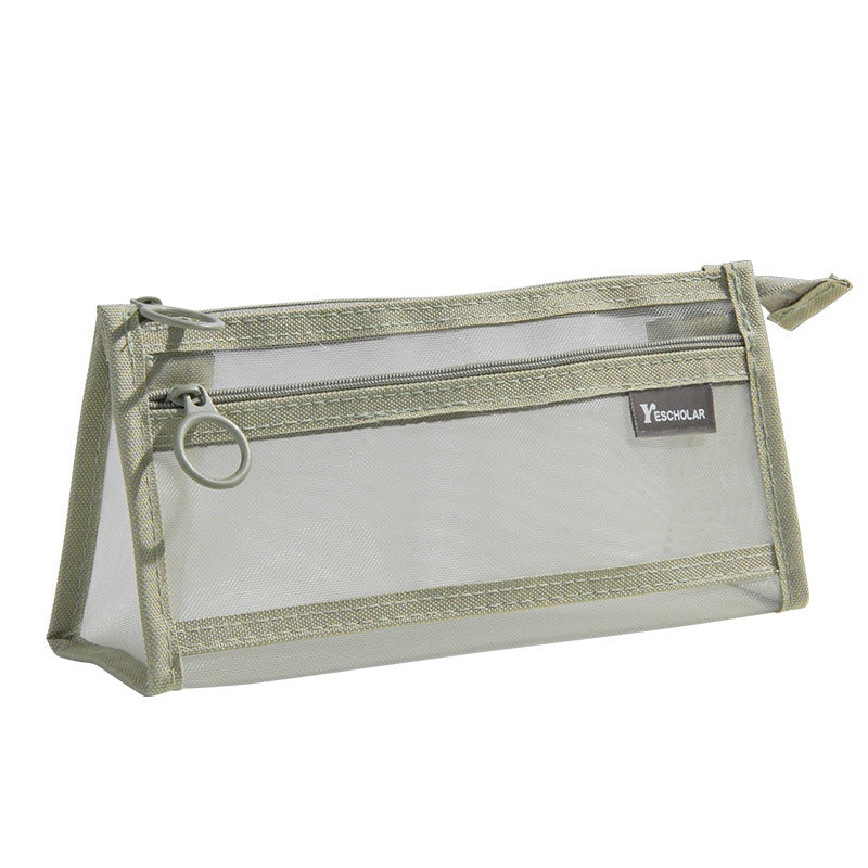 Pencil bag, transparent mesh yarn, special stationery bag for students' exams, double-layer three-dimensional large-capacity stationery box, female models for primary school students
