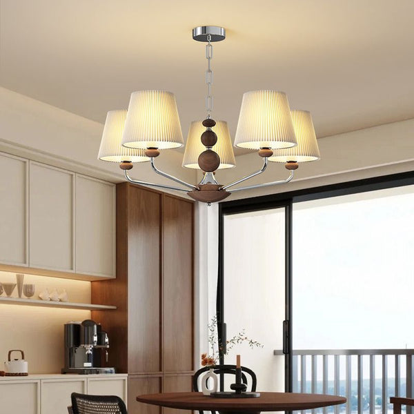 New Chinese living room chandelier American retro fabric dining room light study country bedroom pleated high-end lamps