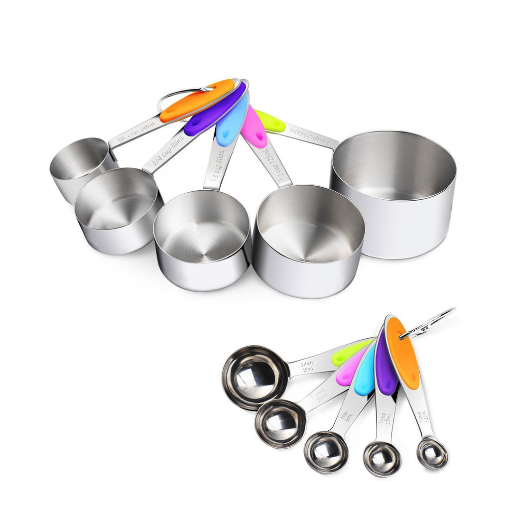 Cross-border stainless steel with graduated measuring cup, measuring spoon, high temperature resistant baking measuring spoon set, silicone coffee spoon, baking tool