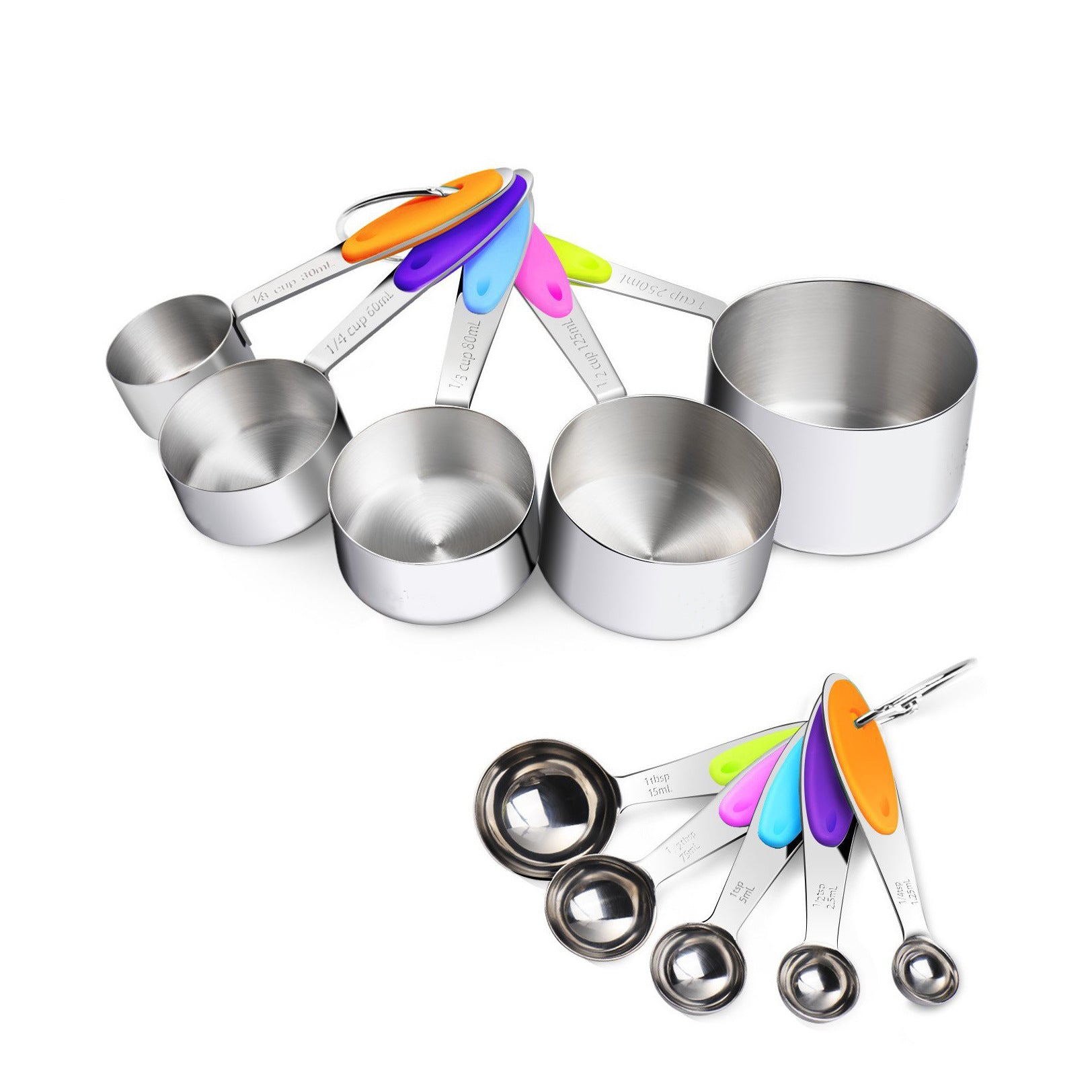 Cross-border stainless steel with graduated measuring cup, measuring spoon, high temperature resistant baking measuring spoon set, silicone coffee spoon, baking tool