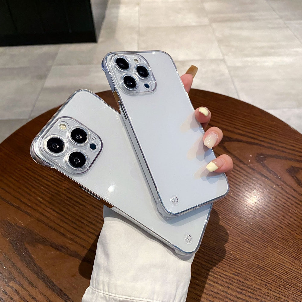 Frameless apple 16 pro max precision cut transparent phone case iphone 11/15 minimalist pc protective cover