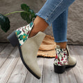 plus size cross-border new arrival suede pointed toe thick heel slip-on western short boots side zipper stylish trendy chelsea boots