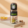 Portable sports water bottle with carry loop, straw cup for men and women, student double drinking cup, outdoor plastic cup, flip-top tumbler