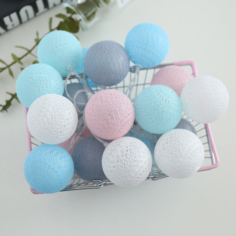 Cotton thread ball lamp Christmas decoration led small lantern string room bedroom wedding arrangement battery box lantern string