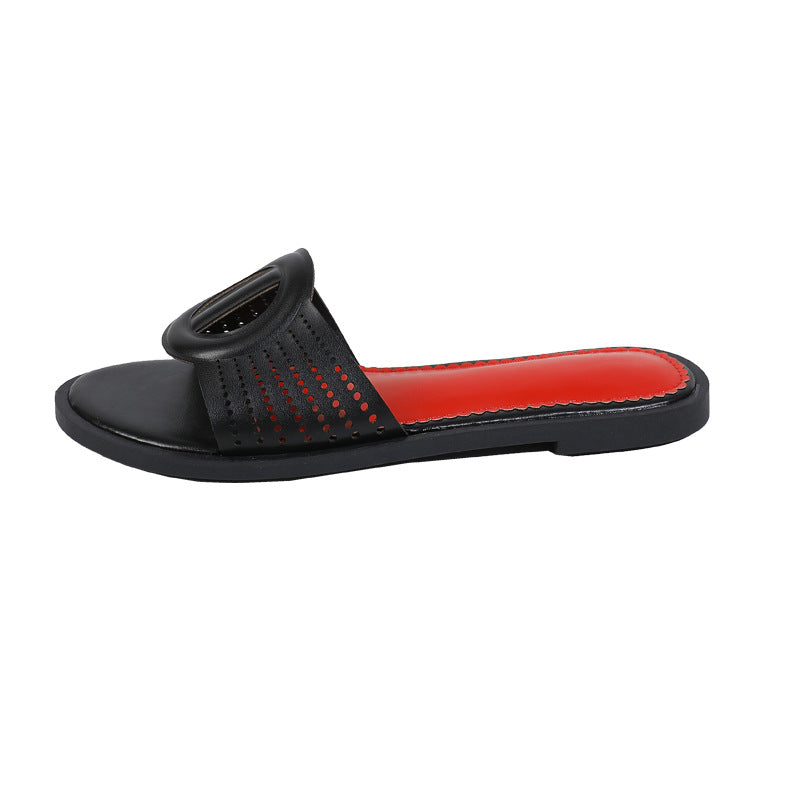 2025 summer fashion new low heel round toe flat women's shoes sandals & slippers - non-slip ladies' slippers