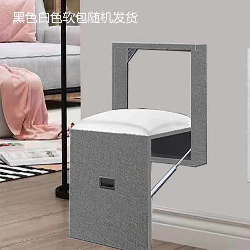 Folding shoe changing stool with soft bag, wall-mounted ultra-thin wall-mounted chair, invisible stool at the door, wall-mounted hidden stool