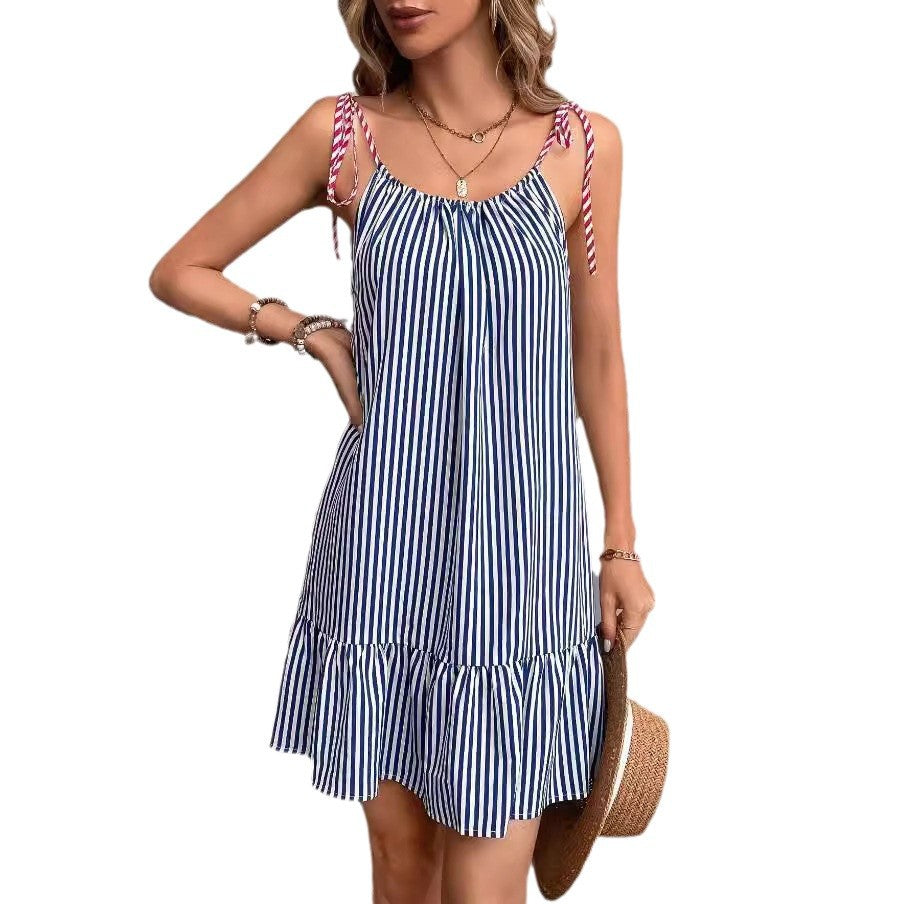 European and american cross-border e-commerce   new striped sexy summer camisole dress for women