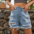Fashion cross-border foreign trade women's clothing  new style irregular ripped raw edge holes  denim shorts hot pants