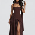 summer new arrivals: cross-border fashion women's clothing - elegant & sexy backless pleated slit cami dress