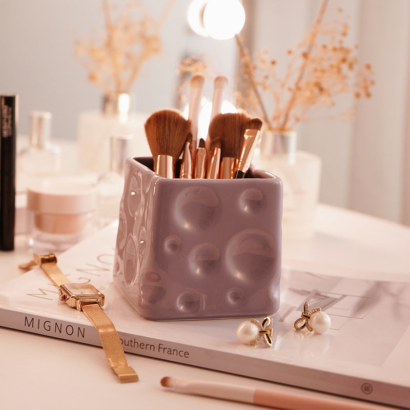 Luxury ceramic cheese storage jar - stylish desktop organizer, pen holder, and cosmetic storage container - wholesale
