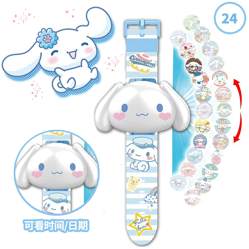 Elsa princess projection watch kuromi cartoon electronic luminous watch toy cinnamon dog melody creative gift