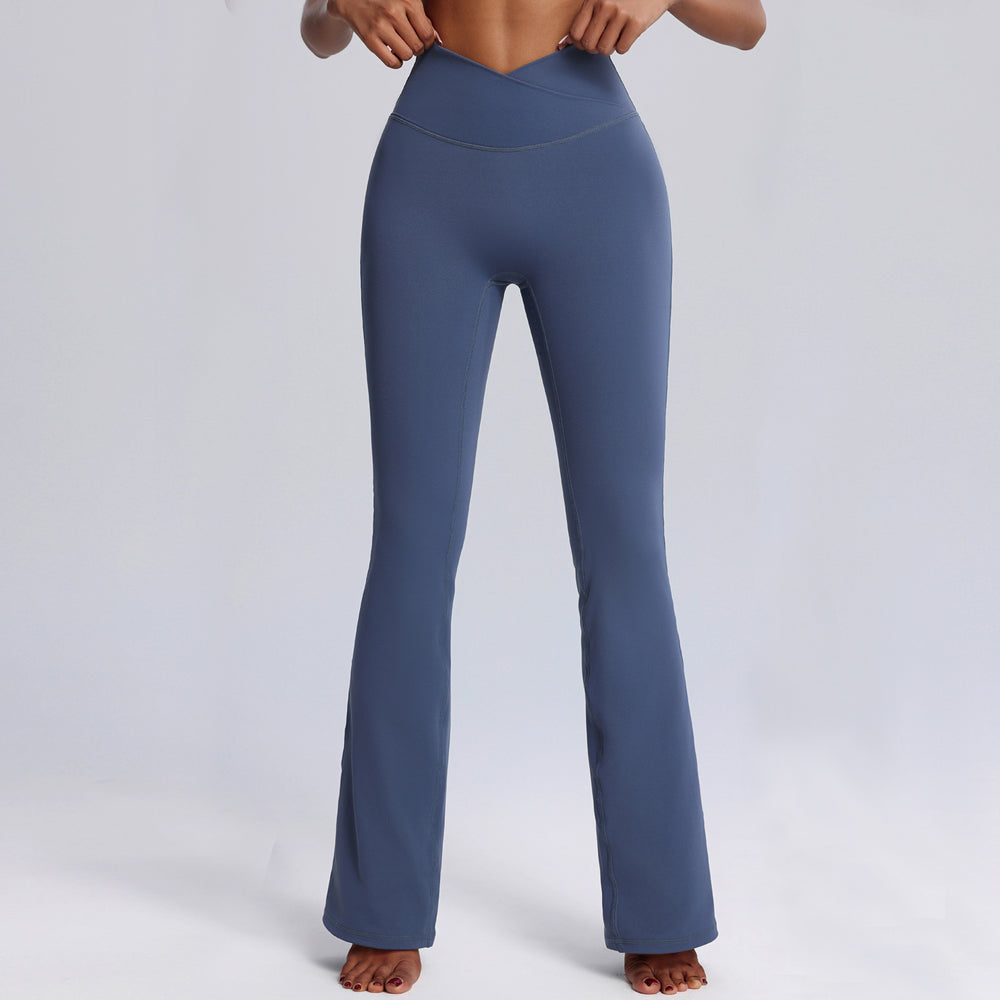 Fashionnew arrival wide-leg yoga bell bottoms high waist hip lift casual sweatpants women's nude tight dance fitness pants