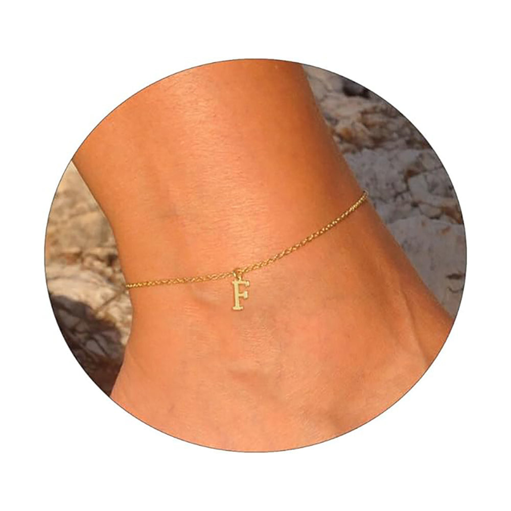 Amazon's new casual14k gold-plated waterproofletter compact 26 english letter women's anklet